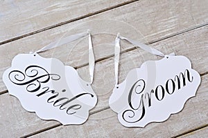 Bride and groom decoration boards