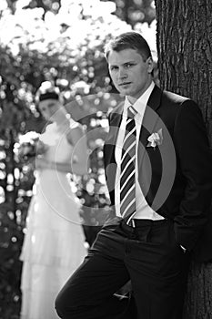 Bride and Groom in Forest