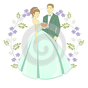 Bride and groom hand draw