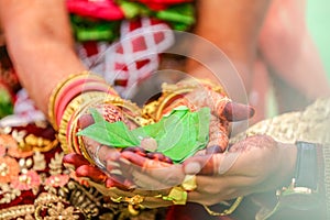 Bride and groom hands , indian wedding