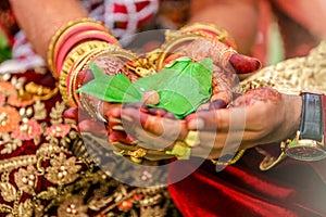 Bride and groom hands , indian wedding