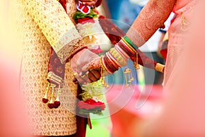 Bride and groom hands , indian wedding