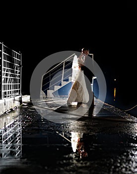 Bride and groom having a romantic moment on their wedding