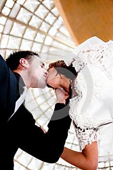 Bride and Groom with a Heart shaped Bust