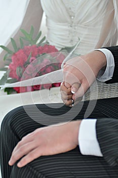 Bride and Groom Holding Hands