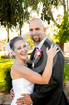 Bride Groom Hug Laugh