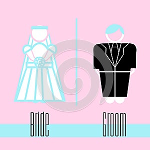 Bride and groom icon on background