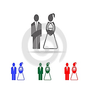 bride and groom icon. Elements of Valentine's Day in multi colored icons. Premium quality graphic design icon. Simple icon for we