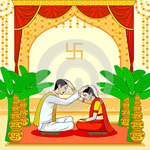 Bride and Groom in Indian Hindu Wedding