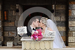 Bride and Groom kissing