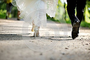 Bride and groom legs