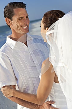 Bride & Groom Married Couple at Beach Wedding