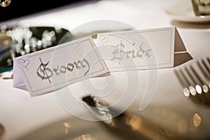 Bride and Groom name place cards
