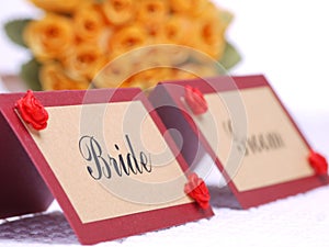 Bride and groom namecards