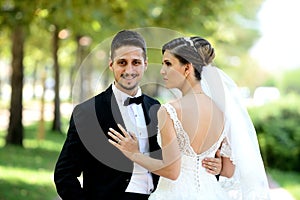 Bride and Groom in natural park