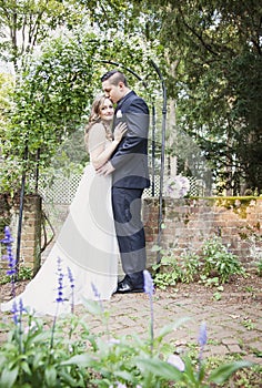 Bride and Groom portrait in garden