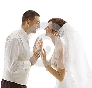 Bride and Groom Portrait, Wedding Couple Looking Each Other