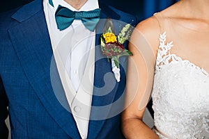 the bride and groom are posing together for a picture together