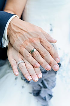 Bride and groom's hands