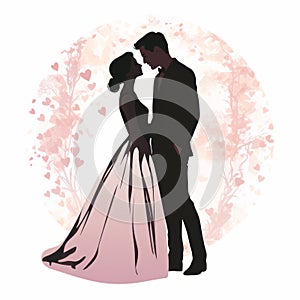 Romantic Wedding Announcement In Silhouette Vector Style photo