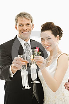 Bride and groom toasting. photo