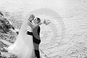 Bride and groom on the walk