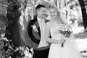 Bride and groom on the walk