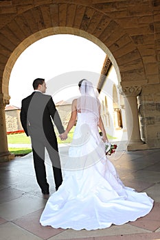 Bride and Groom Walking