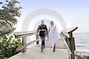 Bride and Groom walking