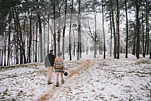 Bride and groom walking