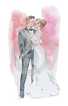 bride and groom watercolor art