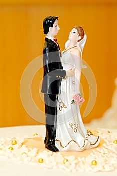 Bride and groom wedding cake decoration