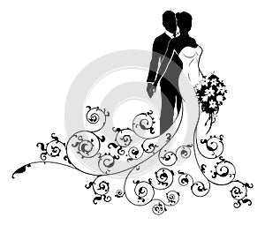 Bride and Groom Wedding Concept Silhouette