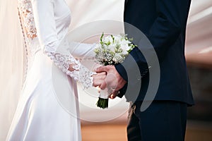 Bride and groom on wedding day.