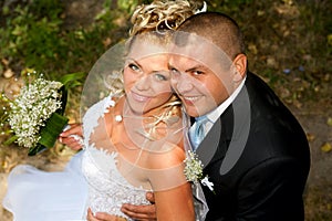 Bride and groom at the wedding walk