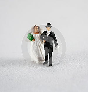 Bride and groom on white