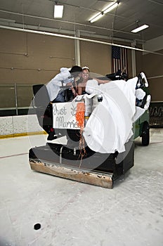 Bride and Groom on Zamboni