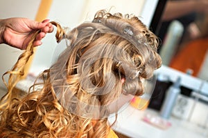 Bride at the hairdresser