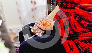 Bride henna carved beautiful bride's hand