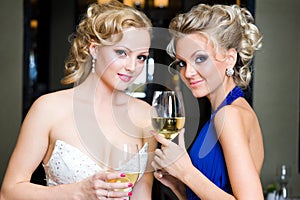 Bride and her Bridesmaid in a restaurant