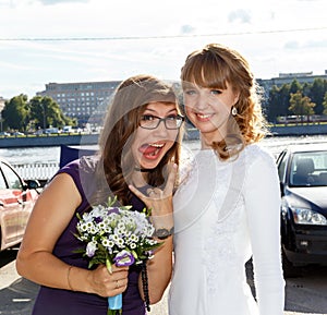 Bride and her maid of honor best friend