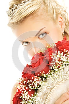 Bride hiding luxury bouquet