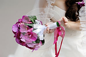 Bride holding beautiful bridal bouquet