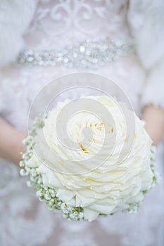 Bride holding Biedermeier Bouquet