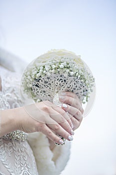 Bride holding Biedermeier Bouquet