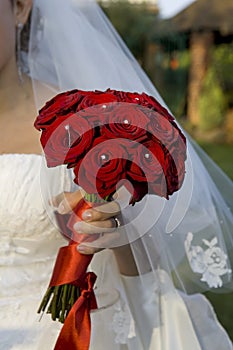 Bride holding a bouqet photo