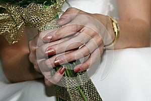 Bride holding bouquet