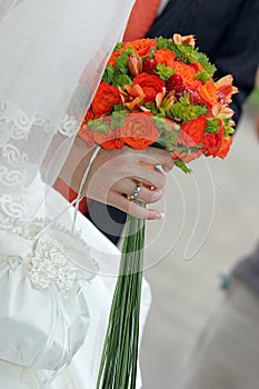 Bride holding bouquet