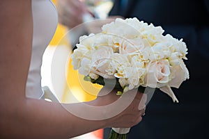 Bride holding bouquet