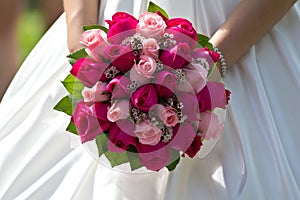 Bride holding bridal bouquet